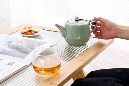 Ceramic Teapot with Infuser for Tea Coffee Milk as Gift Pink Cyan