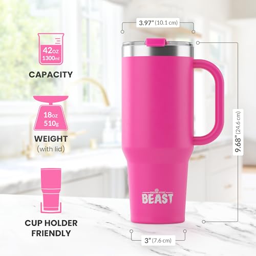 Beast 42 oz Tumbler with Handle Stainless Steel Vacuum Insulated Coffee Ice Cup Double Wall Travel Flask