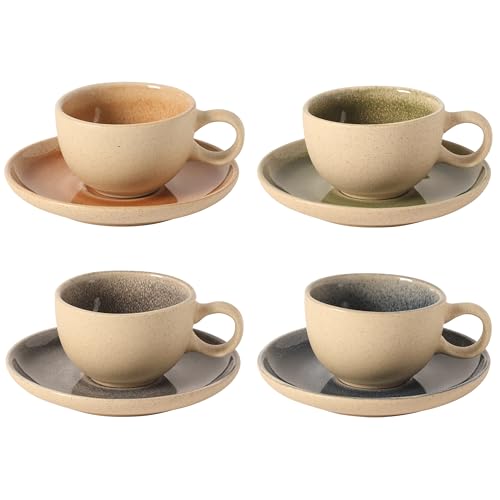 Manila Bay 8 Piece Stoneware 5 oz Cup and Saucer Set