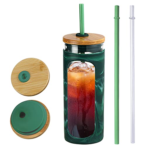 20oz Glass Tumbler with Straw and Lid