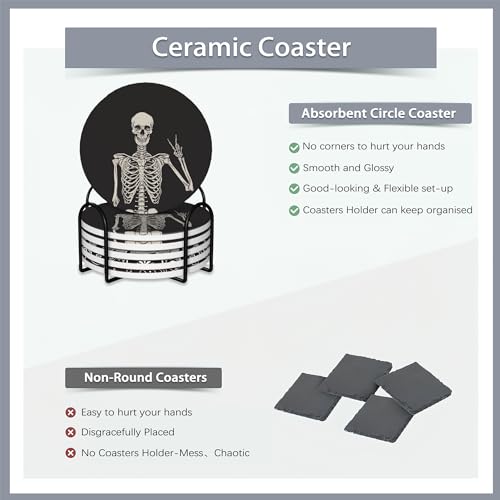 Drink Coasters Set of 6 with Holder