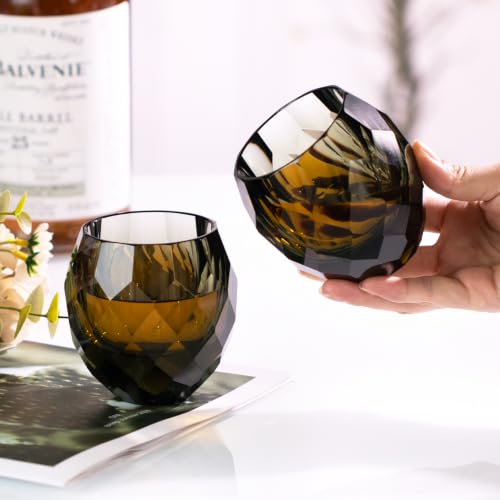 Crystal Whiskey Glasses Set of 2 Hand Blown Whisky Glass Stemless (2 Count)