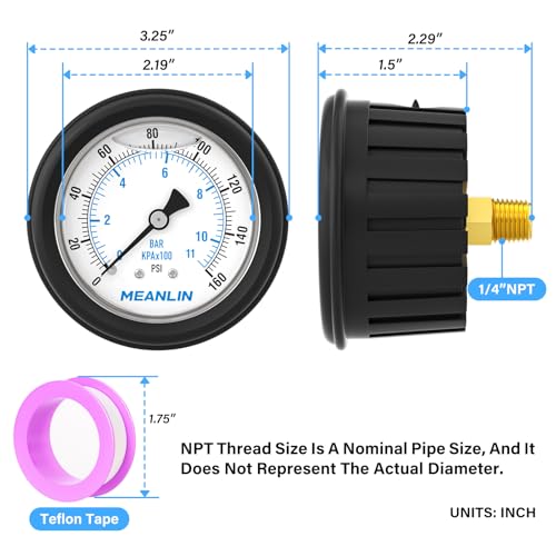 0~160Psi Stainless Steel Liquid Filled Pressure Gauge 1
