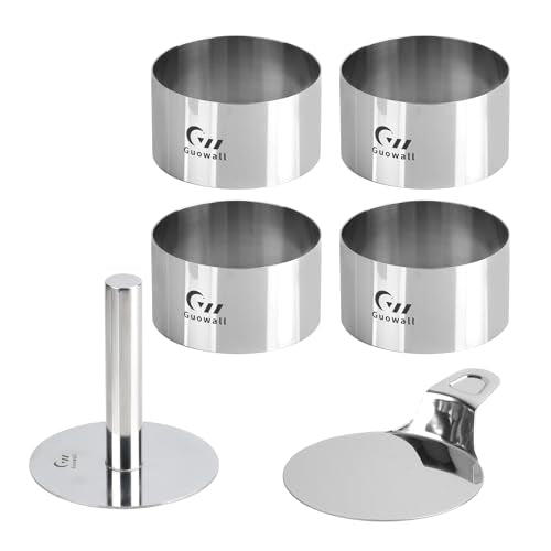 4 pack Seamless Mousse Cake Ring set Stainless Steel 4 inch Round Food Hamburger Mold Dessert Cutter for Baking