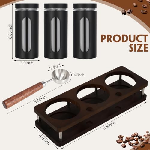 Stainless Steel Coffee Grounds Canisters Container with Shelf (3 Count)