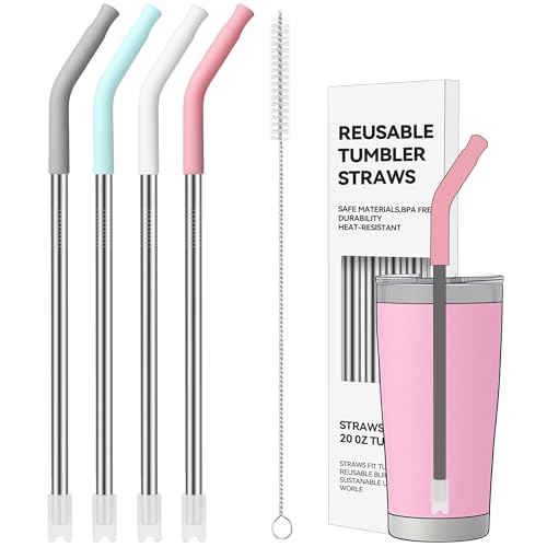 20 oz Straight Metal Straws with Silicone Tip for 20 oz Tumbler