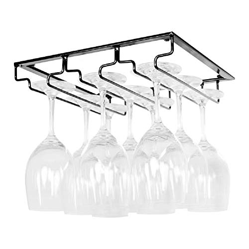 Wine Cup Holder Table Decoration Storage Hanger Metal Organizer for Bar Kitchen Stemware Rack Under Cabinet Stainless Steel Hanger Storage Shelf Black