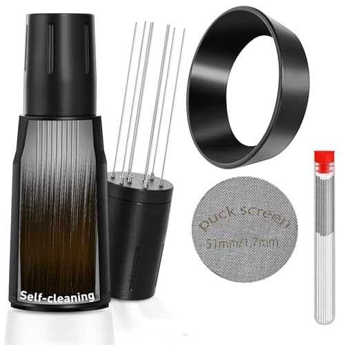 WDT Tool Espresso Distributor Accessory kit &1.7mm Thickness 150μm Mesh Puck Screen & 8 Magnets dosing ring Compatible with Portafilter