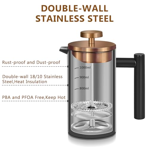Black Large French Press Coffee Maker 50oz