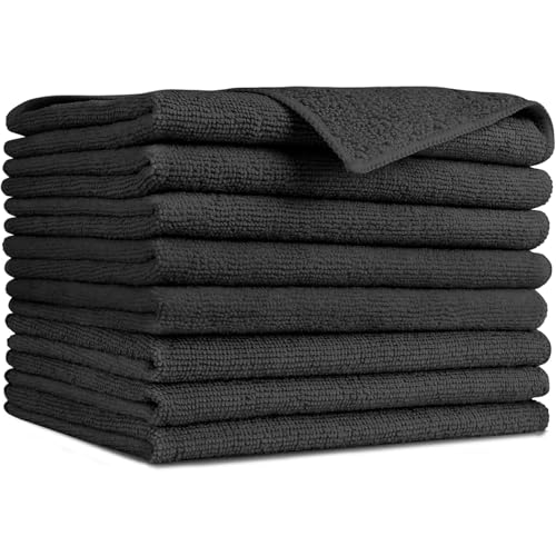 Black Microfiber Cleaning Cloth (8 Count)