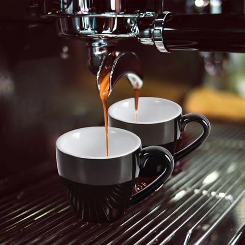 Porcelain Espresso Shot Cup Set with Saucers and Stainless Steel Spoons (4 Count)