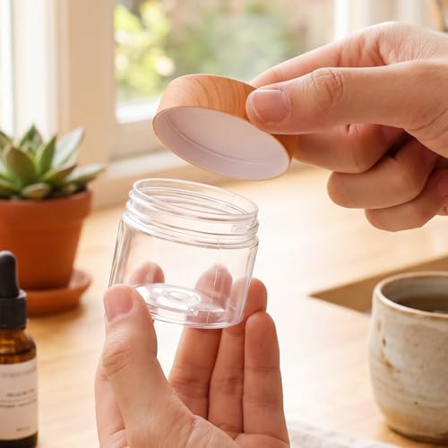 4 Pcs Plastic Jars Wide Mouth with Lids (4 Count)