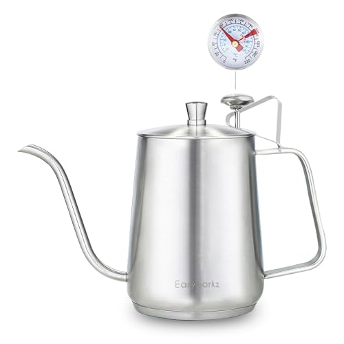 Gooseneck Pour Over Coffee Kettle 30 fl oz with Thermometer Stainless Steel Hand Drip Coffee Pot With Long Narrow Spout