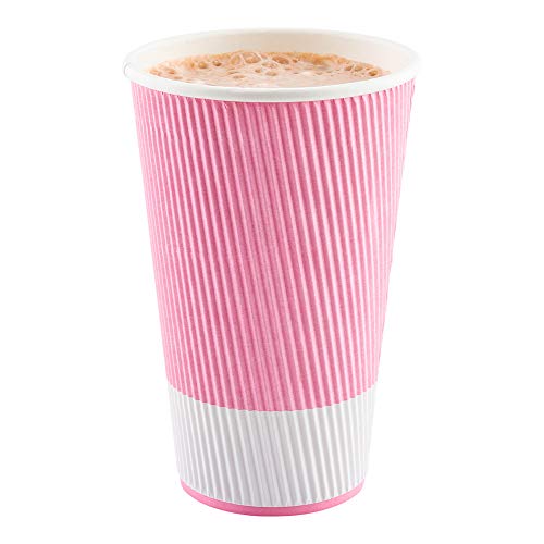 Ripple Wall Coffee Cups 500 Count 16 Ounce Insulated Light Pink Paper Cups