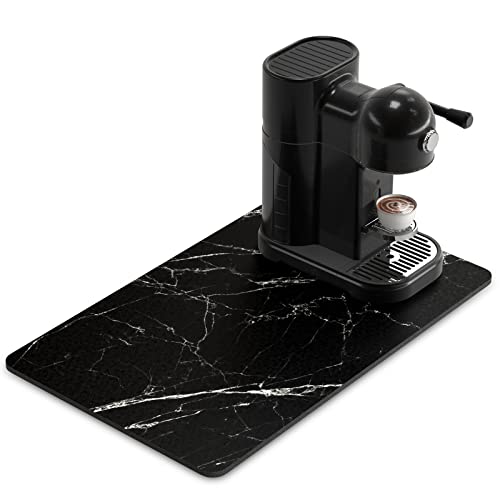 Coffee Mat 12" x 19" Cute Marble Style Coffee Bar Mats for Espresso Machine Station Accessories and Organizer