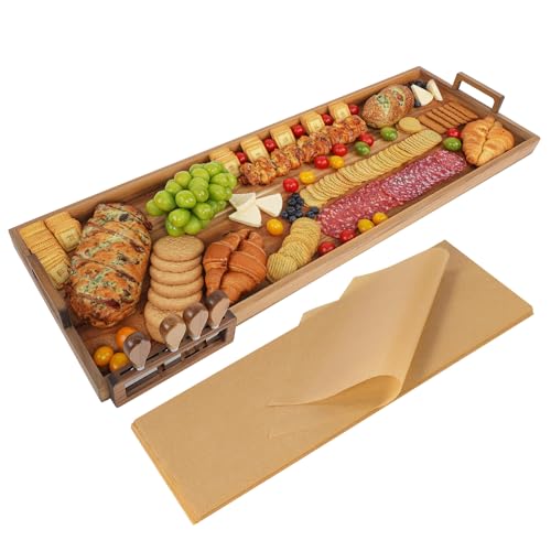 Acacia Wood Large Charcuterie Board 36x12 Inch with Cheese Knife Set
