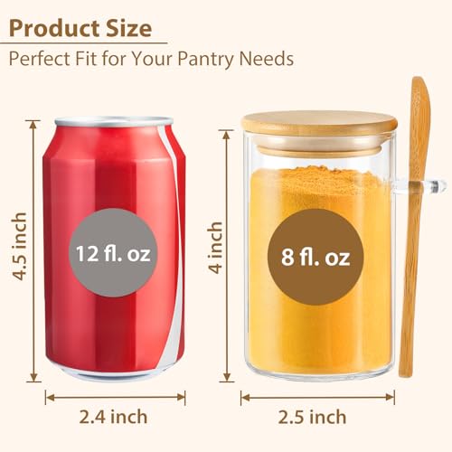 12 Pack 8 oz Round Glass Spice Jars with Lids and Spoons (12 Count)