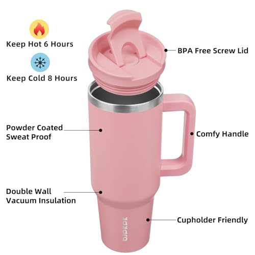 40 oz Insulated Tumbler with Handle & Straw
