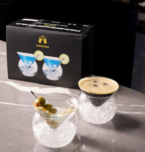 Stemless Martini Glasses with Chiller (2 Count)