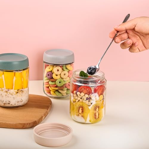 6 pack Overnight Oats Containers with Airtight Lids (16 Fl Oz)