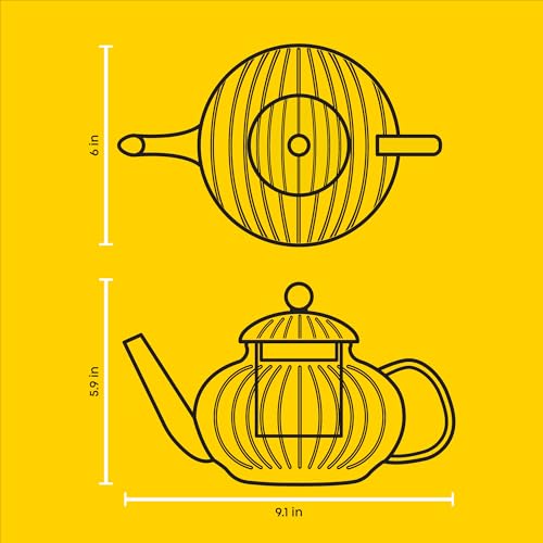 Fluted Glass Teapot Set 34oz