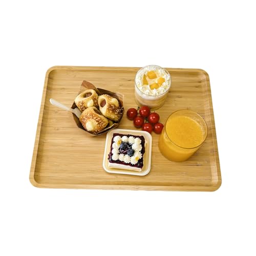 Bamboo Serving Tray Wooden Rectangle Dinner Food Bed Lab Tray Large