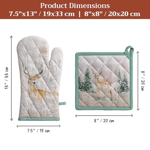 100% Cotton Oven Mitt & Pot Holder Set