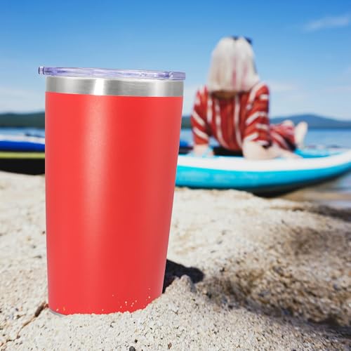 20oz Tumbler Insulated Coffee Tumblers with Lid Stainless Steel Red 12P (12 Count)