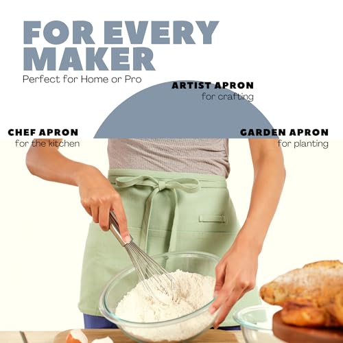 Chef Waist Aprons for Women with Pockets