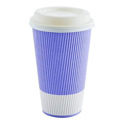 Ripple Wall Coffee Cups 500 Count 16 Ounce Insulated Light Purple Paper Cups