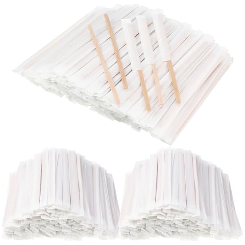 1000 Pcs Individually Wrapped Wooden Coffee Stirrers (1000 Count)