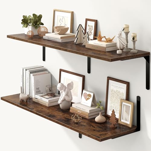 Rustic Brown 12 Inch Deep Floating Shelves Set of 2 (2 Count)