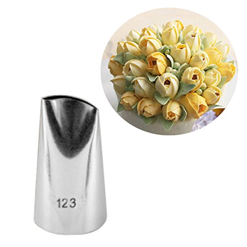 5 piece Stainless Steel Rose Flower Piping Tips Piping Nozzles Cake Decorating Supplies Cookies Cupcake Icing Decorating Supplies Decorating Kits Frosting Icing Tips Baking Set Tools #4 (5 Count)