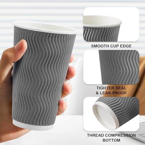 500 Pack 16 oz Coffee Cups Disposable Insulated Paper Cup Gray (500 Count)