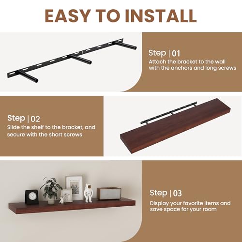 48" Solid Wood Floating Shelves