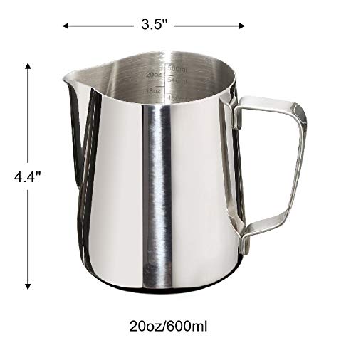 Milk Frothing Pitcher 20oz Stainless Steel Cup Perfect for Latte Art Steam Pitchers