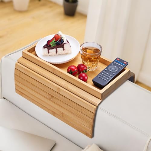 Bamboo Sofa Arm Tray Foldable Couch Arm Tray Anti