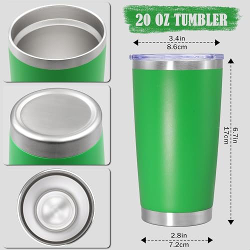 20oz Tumbler Insulated Coffee Tumblers with Lid Stainless Steel Green 8P (8 Count)