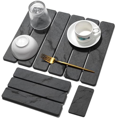 Small Stone Dish Drying Mat for Kitchen Counter (2 Count)