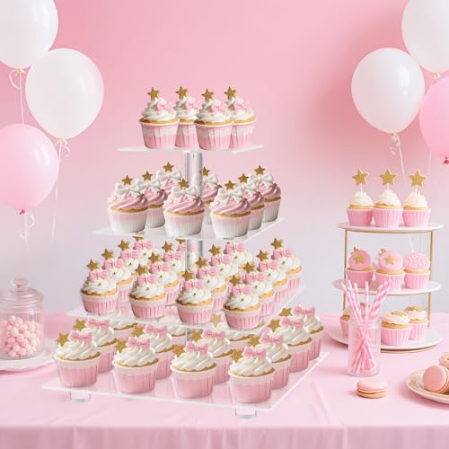 4 Tier Acrylic Cupcake Stand with Base