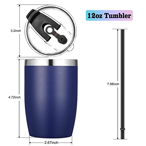 Stainless Steel 12 oz Tumblers bulk Vacuum Insulated Double Wall Travel Tumbler with Lid and Straw Reusable Tumbler (6 Count)