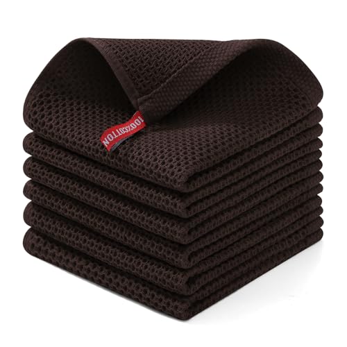 100% Cotton Waffle Weave Kitchen Dish Cloths 6 (6 Count)