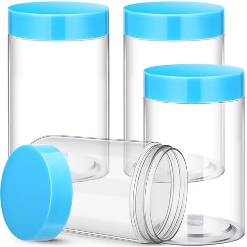 4 Pcs Plastic Jars Wide Mouth with Lids (4 Count)