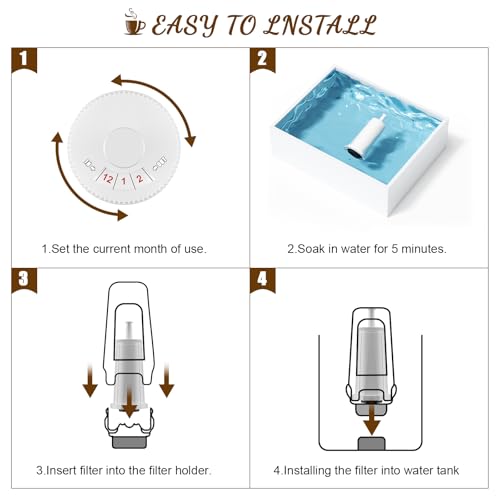 Replacement Water Filter for Breville Espresso Machine Barista Touch Bes880 (4 Count)