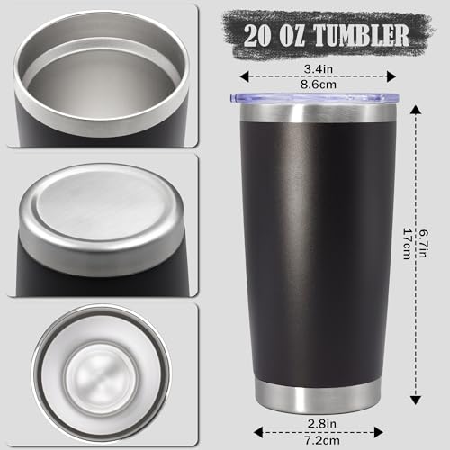 20oz Tumbler Insulated Coffee Tumblers with Lid Stainless Steel Black 12P (12 Count)