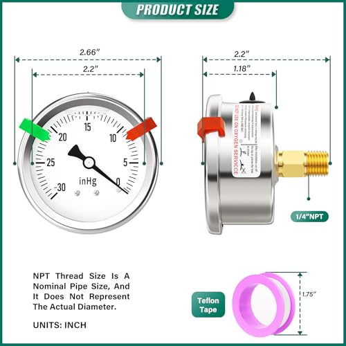30 0PSI Stainless Steel Liquid Filled Pressure Gauge