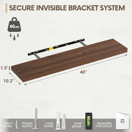 10 Inch Deep Floating Shelves 40” Set of 2 (2 Count)