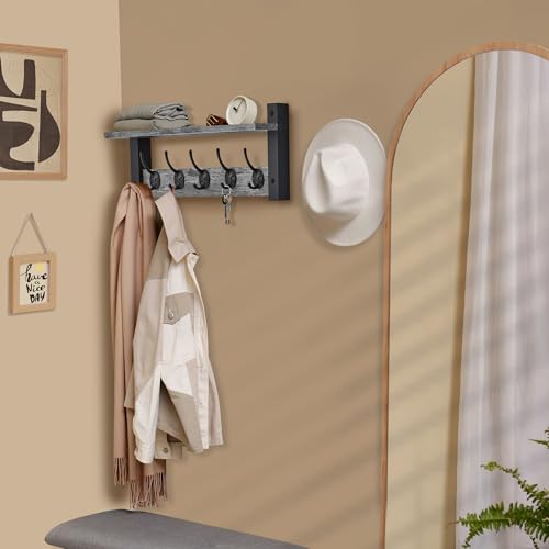 Coat Rack Wall Mount with Shelf