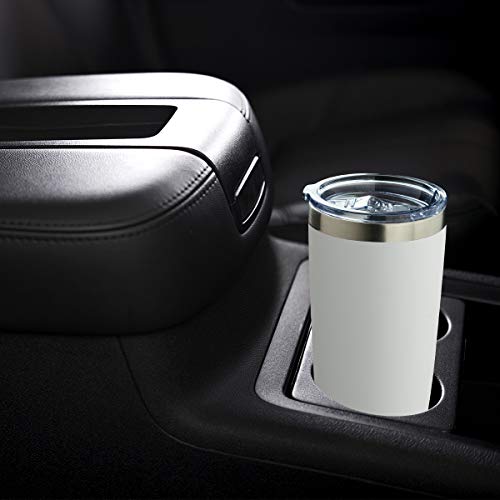 20oz White Tumbler Double Wall Vacuum Insulated Travel Mug Stainless Steel Coffee Mug with Lid and Straw Durable Powder Coated Insulated Coffee Cup for Cold & Hot Drinks (12 Count)