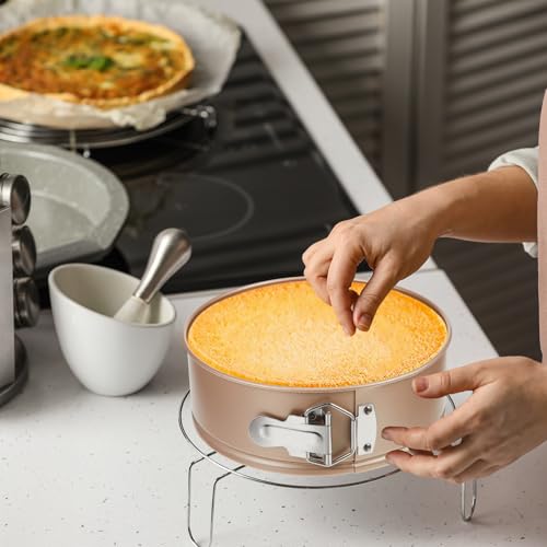 4 Pcs 8 Inch Non Stick Springform Pan with Removable Bottom Carbon Steel Round Springform Cheesecake Pan with Stainless Steel Spring Buckles for Baking Kitchens Restaurant (4 Count)